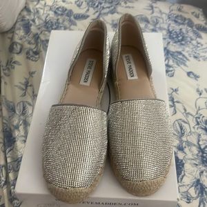 Nib Steve Madden amethyst rhinestones espadrilles shoes 7.5